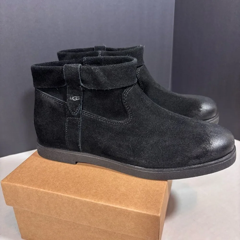 UGG Women’s Josefene Cuff Boot Black Suede Size 10 Excellent Condition